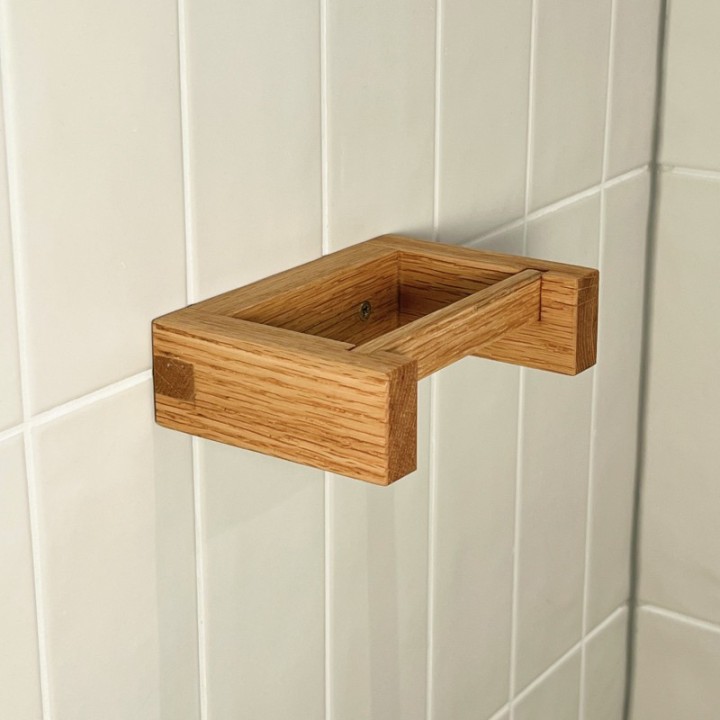 Handgemaakte eikenhouten toiletrolhouder