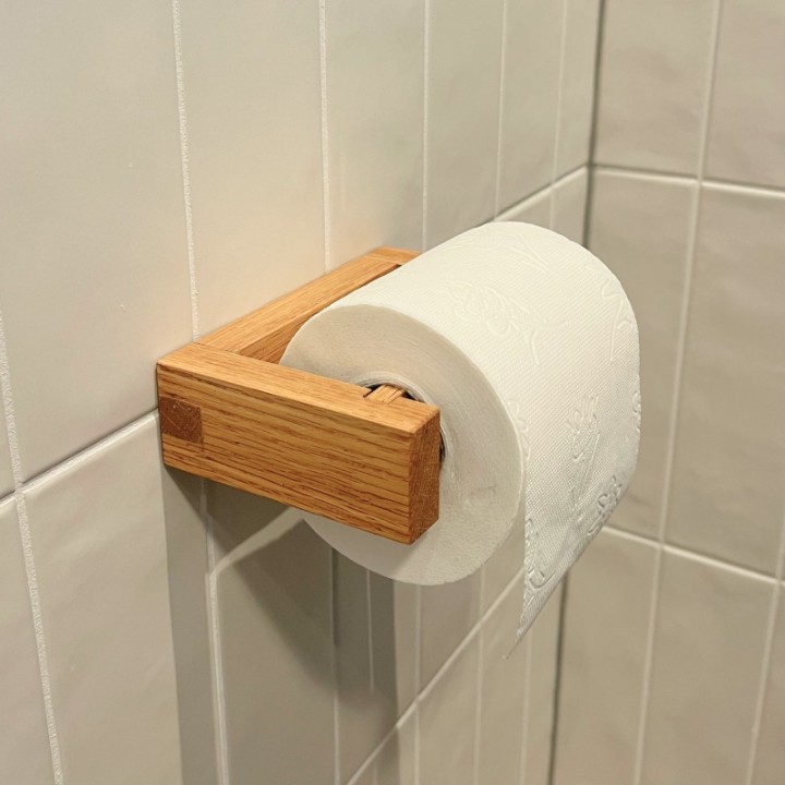 Handgemaakte eikenhouten toiletrolhouder
